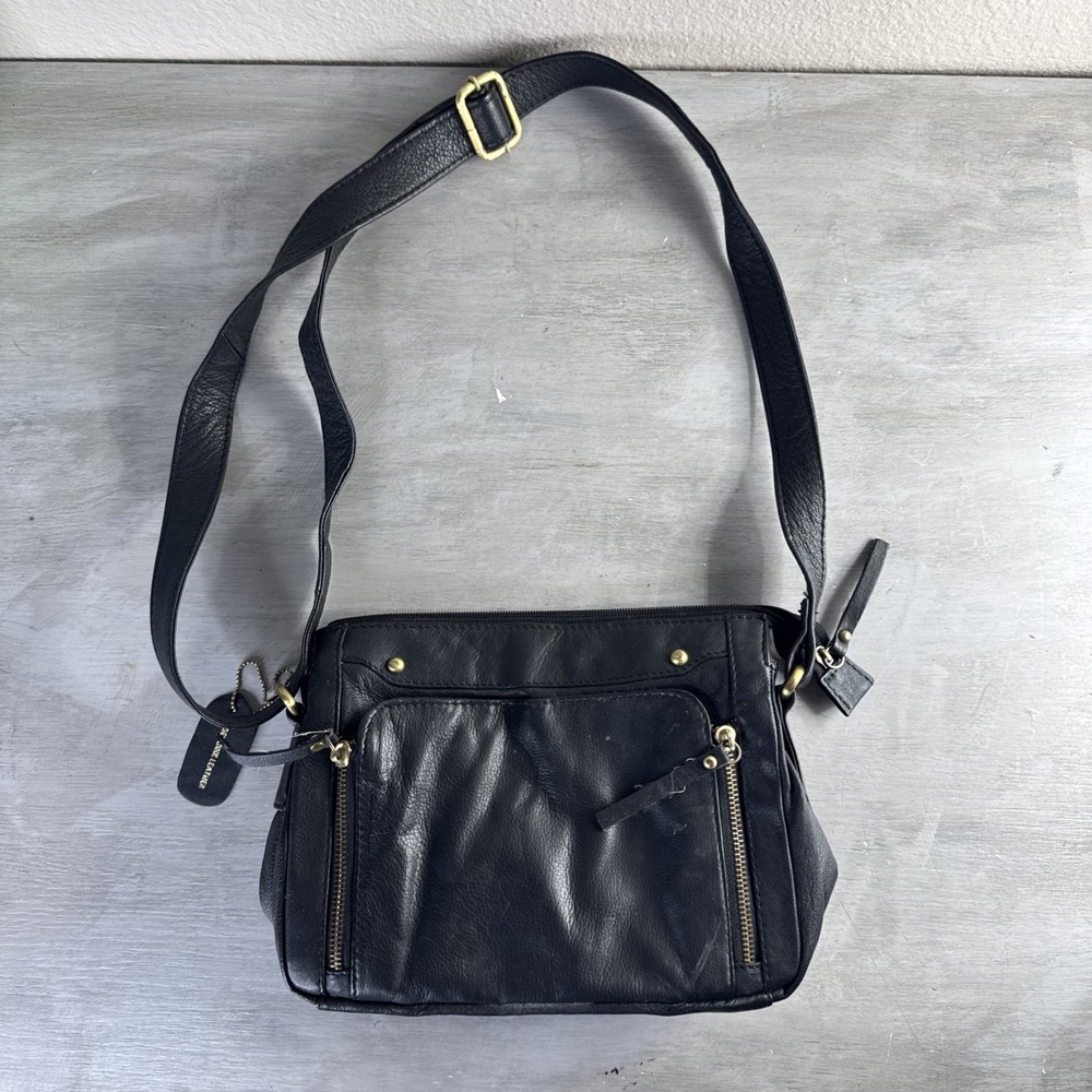 GREAT AMERICAN LEATHERWORKS ~ BLACK CROSSBODY PURSE - Picture 1 of 8